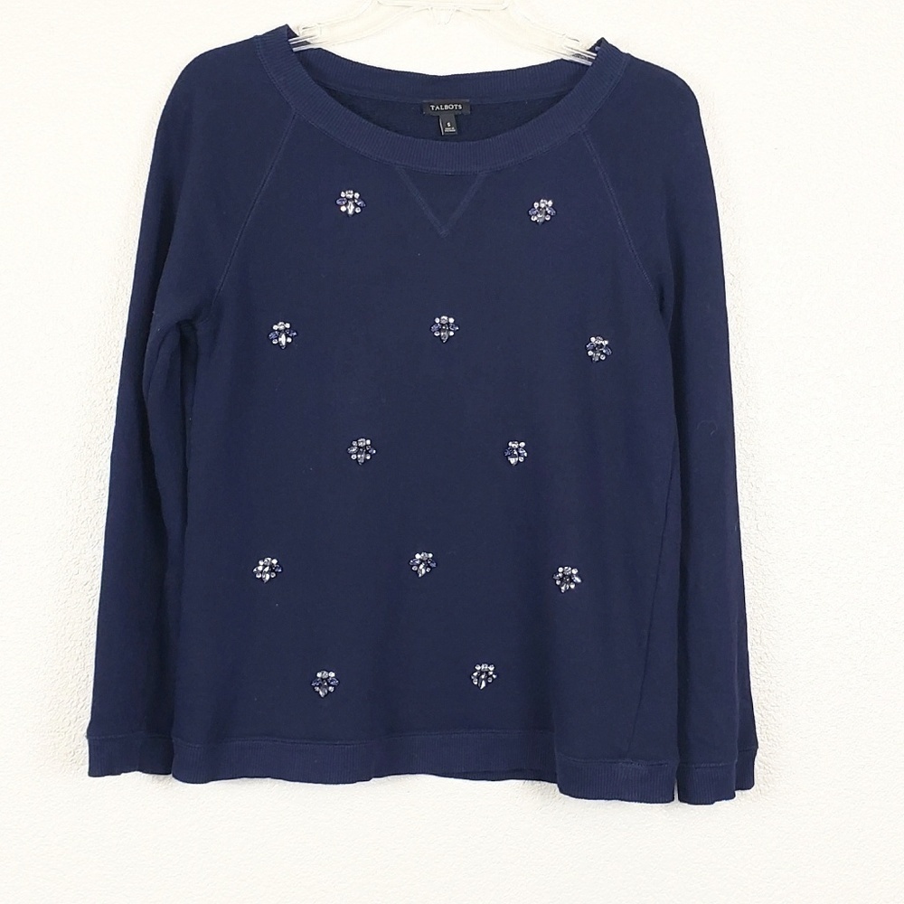 Talbots blue crystal sweater